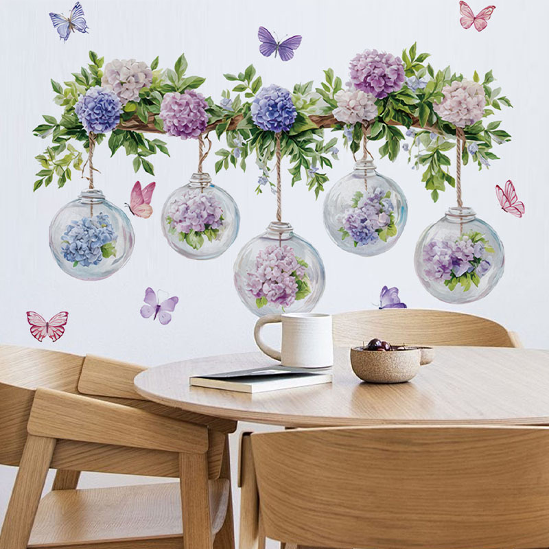 Flower Wall Panel - 1 Buah Stiker Dinding Bunga Hydrangea,