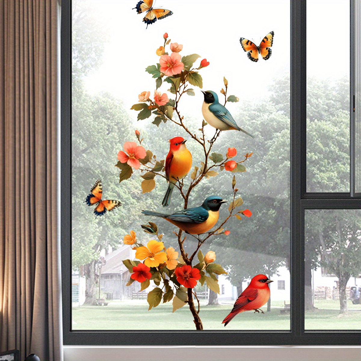 Flower Wall Panel - 1 Buah Stiker Jendela Bunga dan