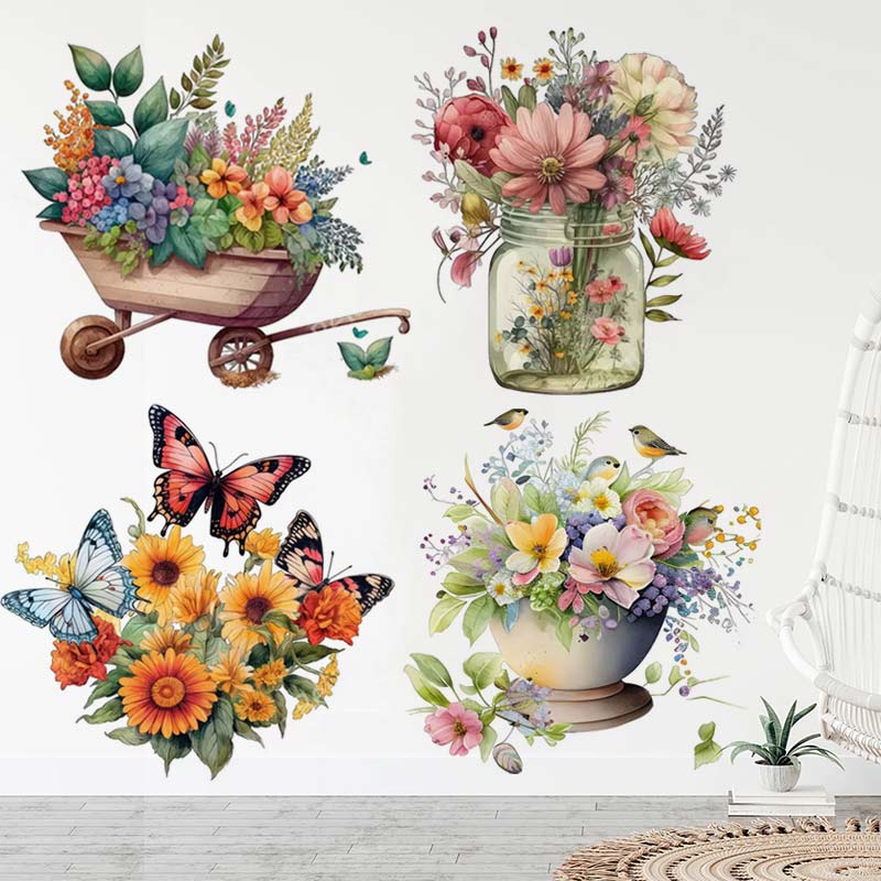 Flower Wall Panel - Gaya pedesaan bunga stiker dinding cat