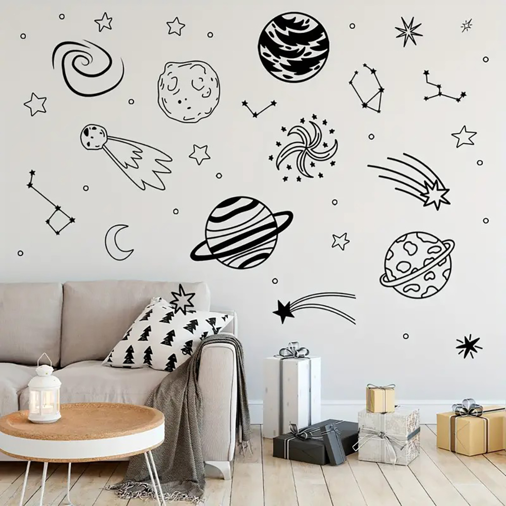Flower Wall Panel - Stiker Dinding Tanaman Bertema Luar Angkasa
