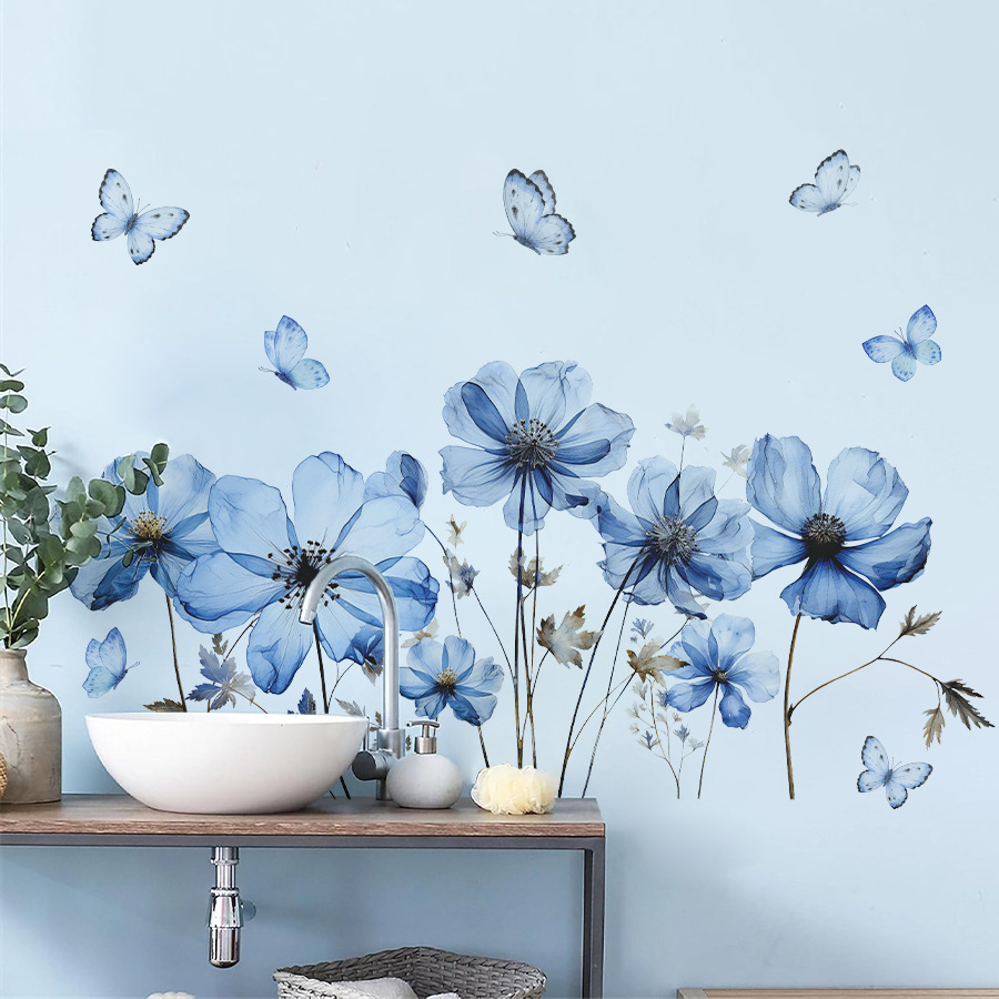 Stiker Dinding Kupu-kupu Biru  - Flower Wall Panel ulasan dan harga