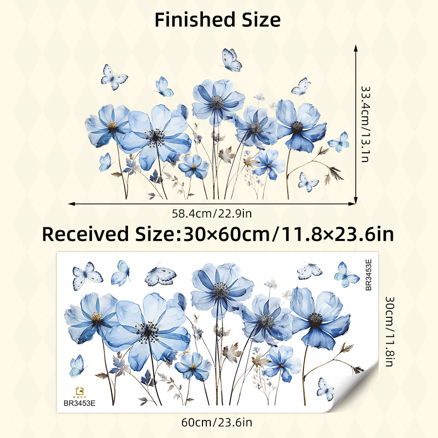 Stiker Dinding Kupu-kupu Biru  - Flower Wall Panel ulasan dan harga