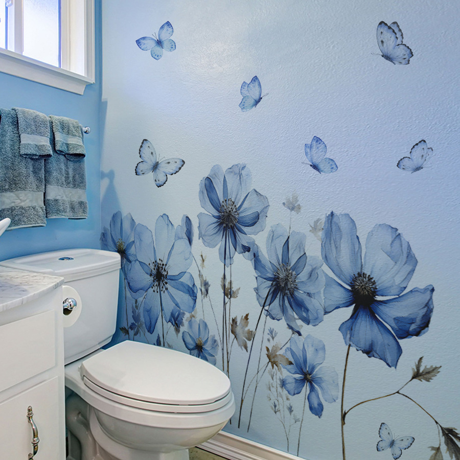 Stiker Dinding Kupu-kupu Biru  - Flower Wall Panel ulasan dan harga