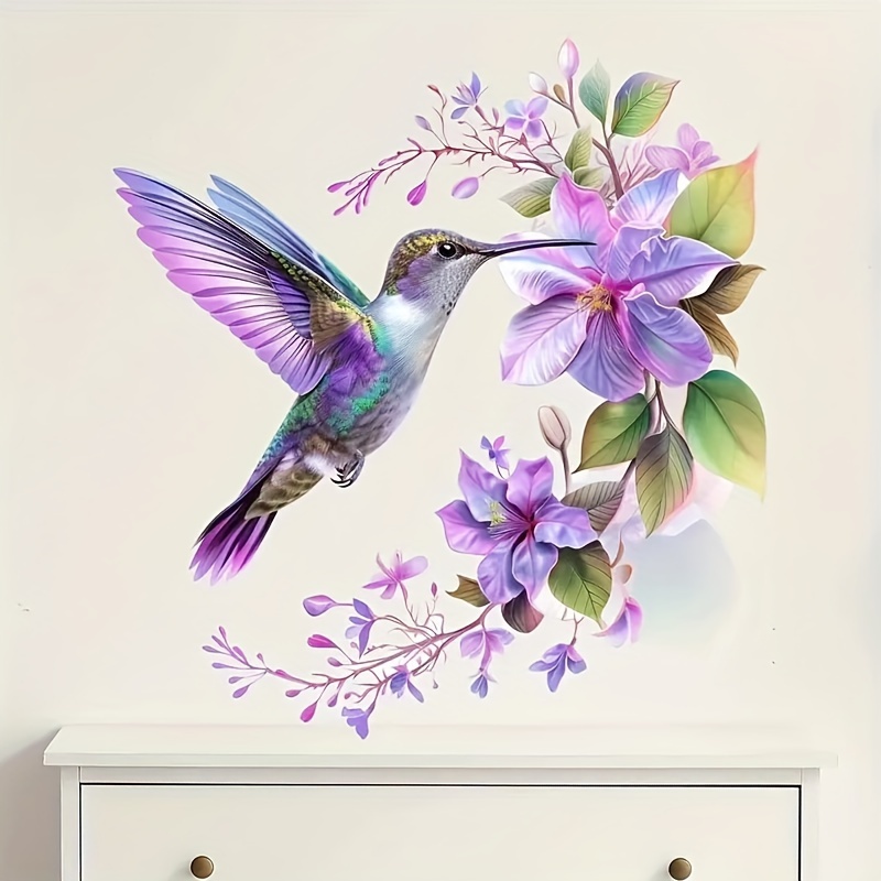 1 Stiker Bunga Ungu dan Burung - Flower Wall Panel ulasan dan harga