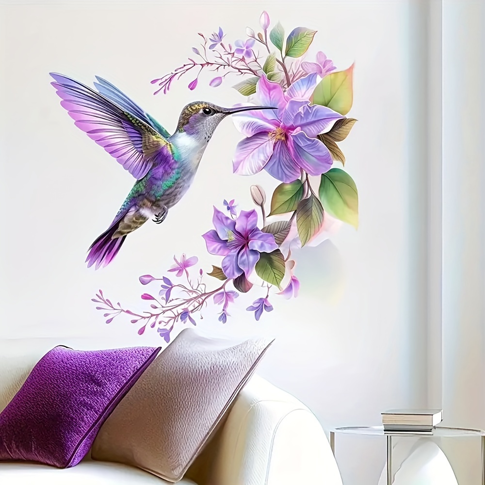 1 Stiker Bunga Ungu dan Burung - Flower Wall Panel ulasan dan harga