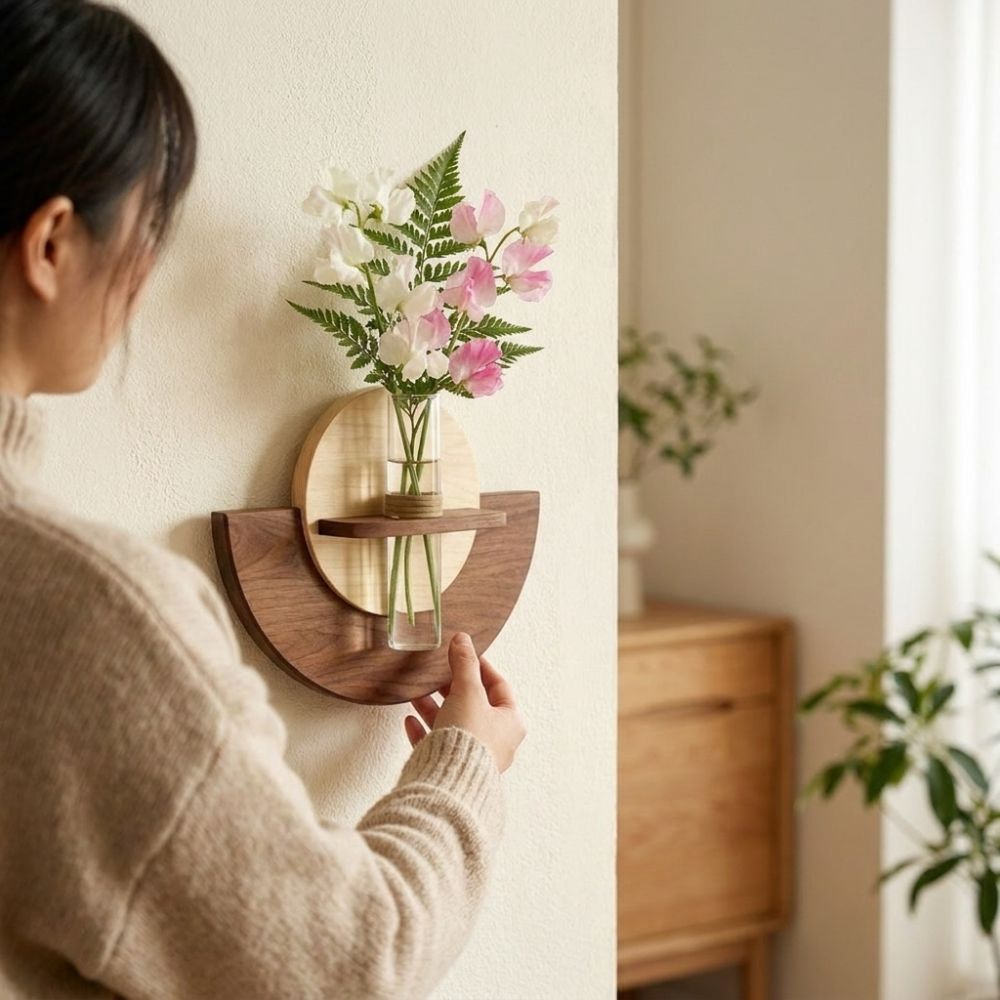 Rak Bunga Oval Kayu untuk Dind - Flower Wall Panel ulasan dan harga